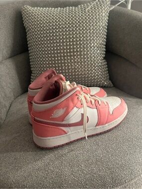 Jordan Pink and White High-Top Sneakers